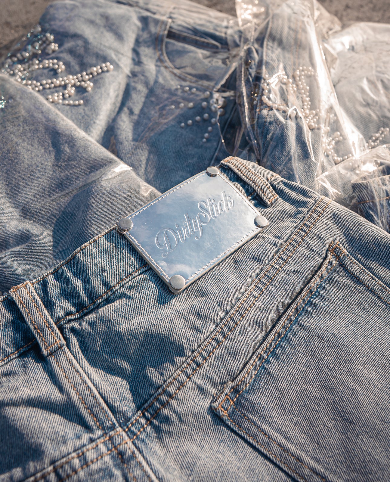 Pearl & Rhinestone Denim Shorts