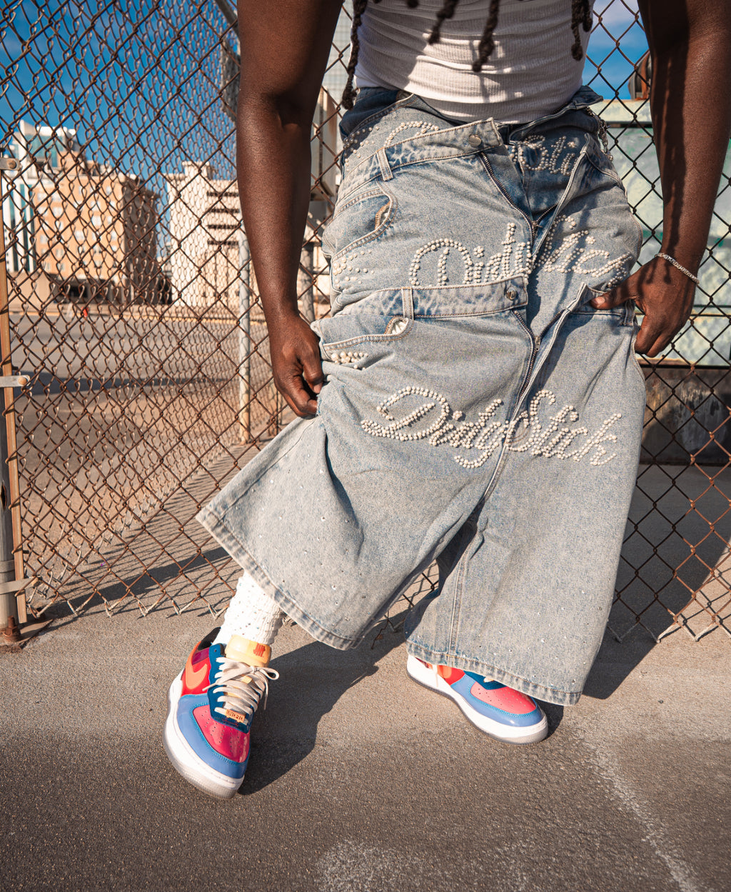 Pearl & Rhinestone Denim Shorts