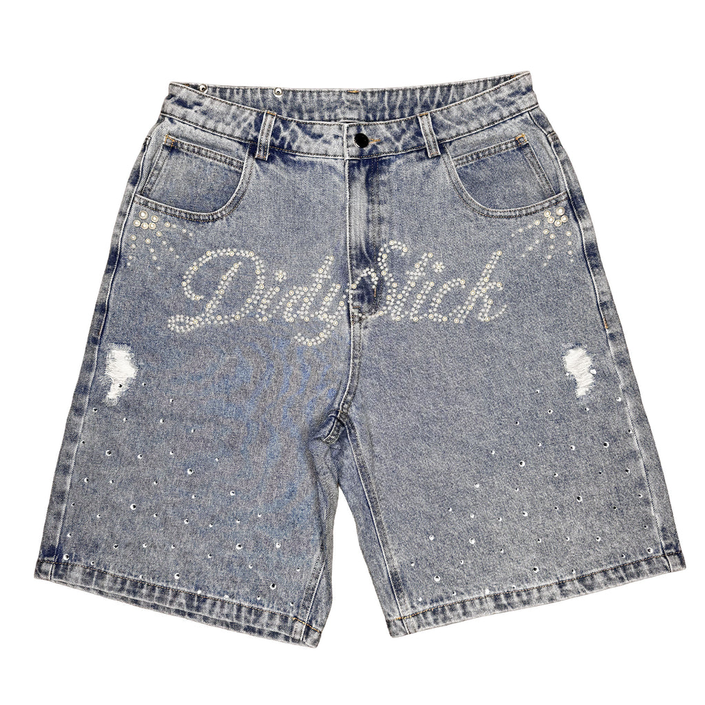 Pearl & Rhinestone Denim Shorts