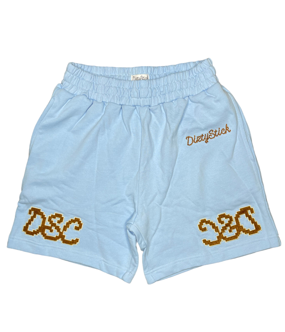 DirtyStick Ice Blue Shorts With Brown Logo