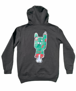 Hoodie/Zombie Hand/Black/Green And Red Logo