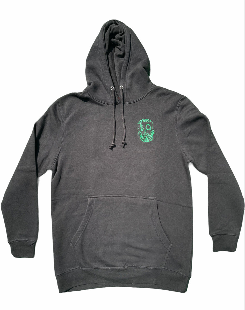 Hoodie/StickHead/ Black/Green Logo – DirtyStick Clothing